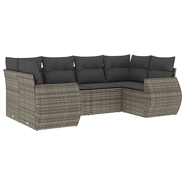vidaXL 6-Tlg Garten-Sofagarnitur mit Kissen Grau Poly Rattan 3221779 günstig online kaufen