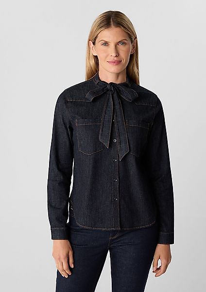 comma Langarmbluse Weiches Denimhemd mit Schluppe günstig online kaufen
