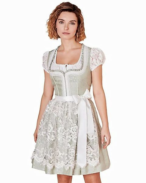 Krüger Madl Dirndl 'Zephyra' mit Spitzenschürze 414267, Hellgrün 50c günstig online kaufen