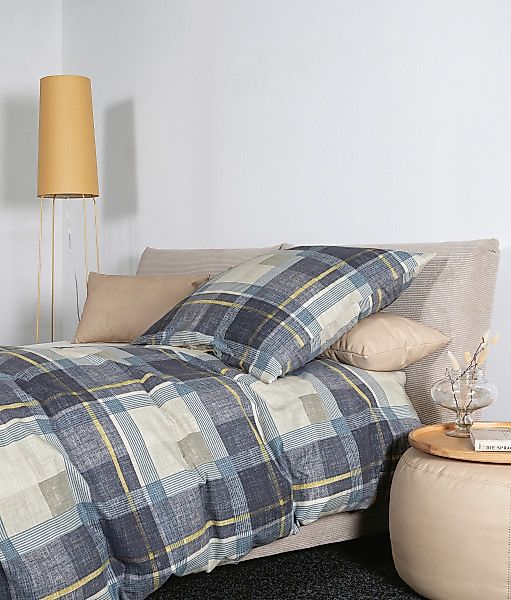 Janine Janine Feinbiber Bettwäsche DAVOS 65159 denimblau Größe:  155x200 cm günstig online kaufen