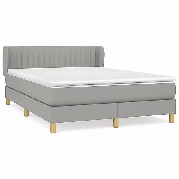 vidaXL Boxspringbett Boxspringbett mit Matratze Hellgrau 140x190 cm Stoff B günstig online kaufen