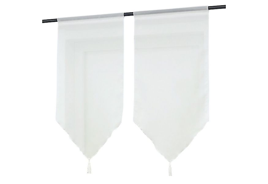 Delien Scheibengardine Uni (2 St), Stangendurchzug, Voile mit Quaste günstig online kaufen