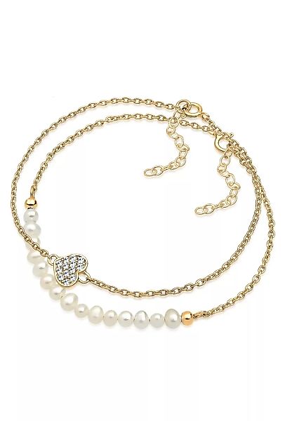 Elli Perlenarmband Set "Herz Layer Kristalle Cute 925 Silber" günstig online kaufen