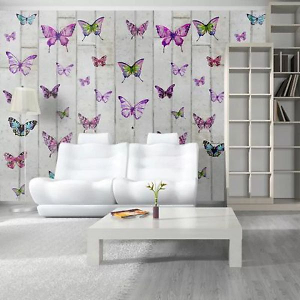 artgeist Fototapete Butterflies and Concrete mehrfarbig Gr. 50 x 1000 günstig online kaufen