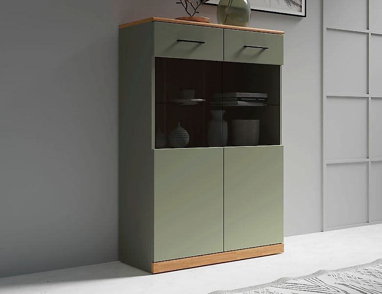 Home affaire Highboard "Ribe,125cm hoch,87cm breit,4 breite Fächer", Oberpl günstig online kaufen