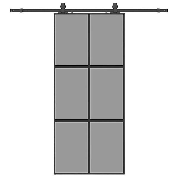 vidaXL Schiebetür mit Beschlag Schwarz 90x205 cm Hartglas 3375887 günstig online kaufen