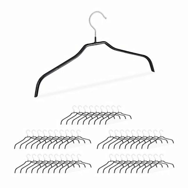 relaxdays 50 x Rutschfeste Kleiderbügel schwarz günstig online kaufen