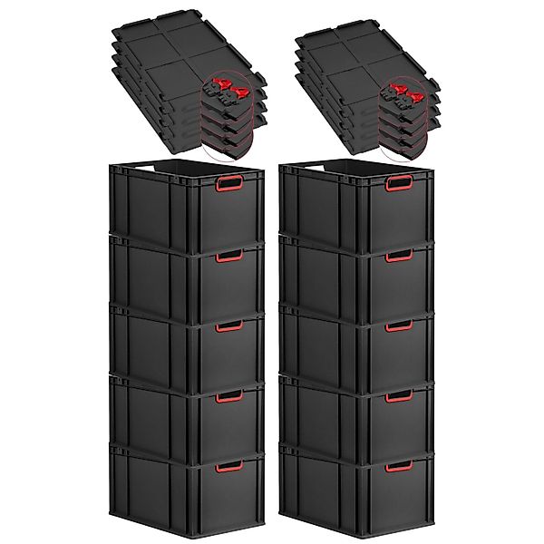 PROREGAL SuperSparSet 10x Eurobox Nextgen Color Mit Scharnierdeckel HxBxT 3 günstig online kaufen
