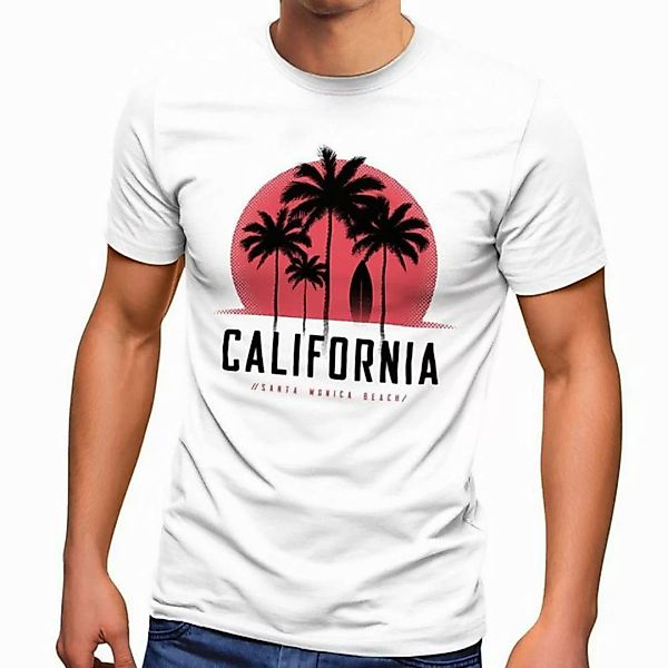 Neverless Print-Shirt Herren T-Shirt California Palmen Santa Monica Beach S günstig online kaufen