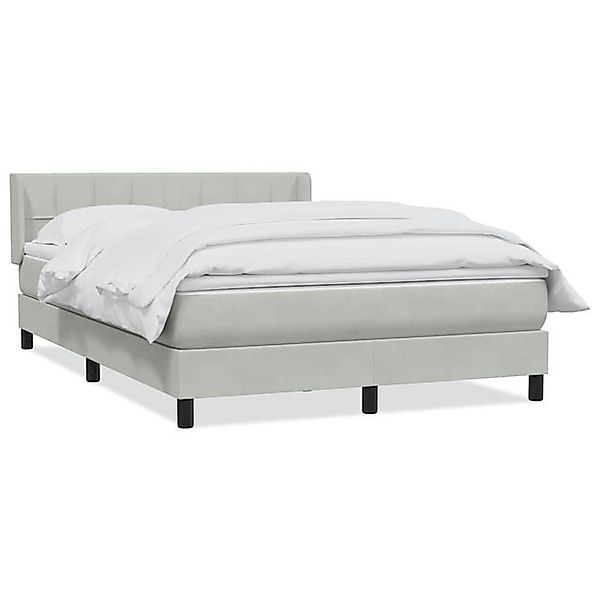 vidaXL Boxspringbett, Boxspringbett mit Matratze Hellgrau 140x220 cm Samt günstig online kaufen