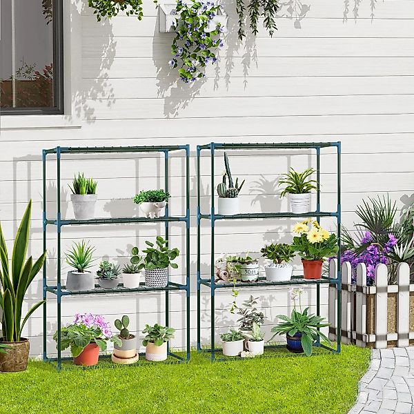 Outsunny Pflanzenregal 2er Set  4 Etagen Blumentopfhalter für Balkon/Garten günstig online kaufen