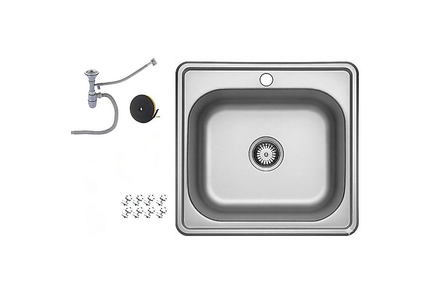 Faizee Möbel Edelstahlspüle Edelstahlspüle 48x48 cm Edelstahl inkl. Siphon- günstig online kaufen