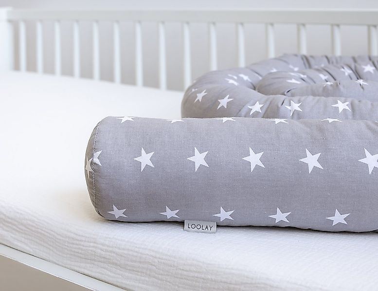Loolay Nestchenschlange STERNE Grau BIO-Baumwolle Multifunktion PREMIUM Bet günstig online kaufen