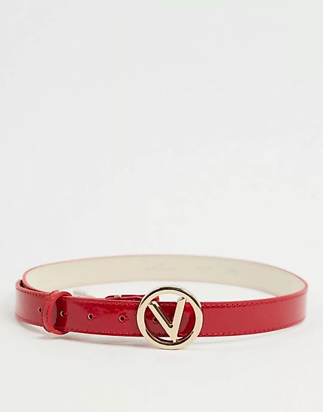 Valentino Bags – Gürtel mit rundem Logo in Rot günstig online kaufen