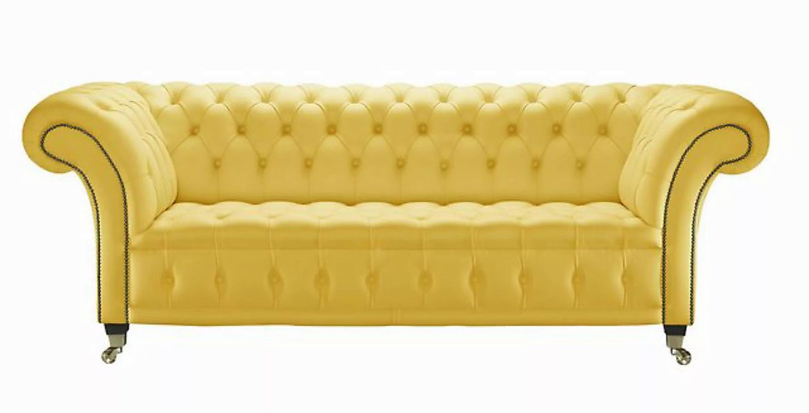 Xlmoebel Sofa Chesterfield-Sofa-Set im Design 2-Sitzer aus gelbem Leder Pol günstig online kaufen