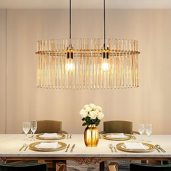 Nettlife Pendelleuchte Retro Schwarz/Gold 2 Flammig- günstig online kaufen