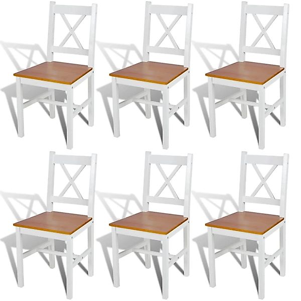 vidaXL Esszimmerstühle 6 Stk Weiß Kiefernholz 271497 günstig online kaufen
