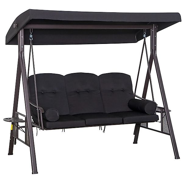 Outsunny 3-Sitzer Hollywoodschaukel mit Sonnendach Schwarz 116 x 206 x 183 günstig online kaufen