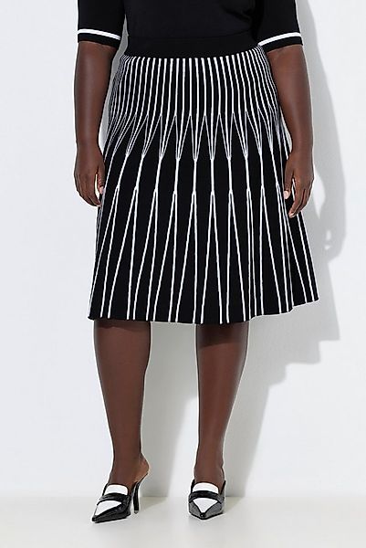 Ulla Popken Jerseyrock Plissee-Midirock Streifen A-Linie Elastikbund günstig online kaufen