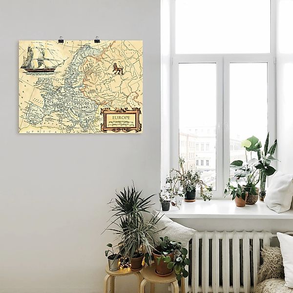 Artland Wandbild "Europakarte", Landkarten, (1 St.), als Leinwandbild, Post günstig online kaufen