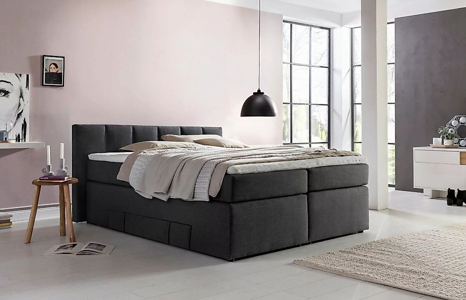 Möbelfreude Boxspringbett Boxspringbett Beatrice 180x200 cm Anthrazit H2, 1 günstig online kaufen