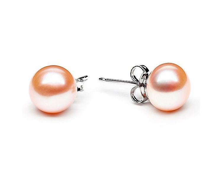 Gaura Pearls Paar Ohrstecker Perlenohrstecker rosa 7.5-8 mm, Button, echte günstig online kaufen