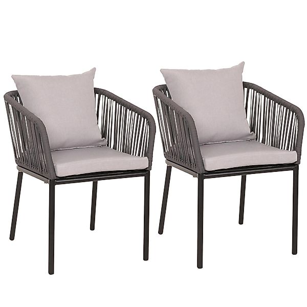 PROREGAL Gartenstuhl 2er-Set 75x55x55cm Sitzhöhe 48cm Wetterfest Aluminium günstig online kaufen