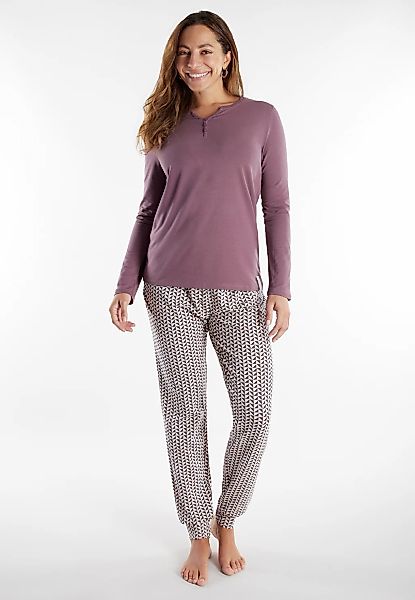 TOM TAILOR Schlafanzug "Sitia" 2 tlg. Langarm, Rundhalsausschnitt, mit Knöp günstig online kaufen