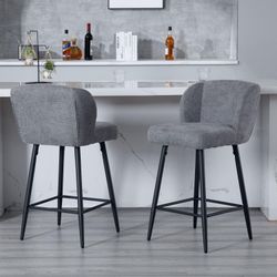 CHAIRUS Barhocker 2er Set Küchenbarhocker, Leinen/Kunstfell, günstig online kaufen