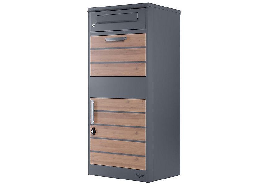 Zelsius Paketbriefkasten RAL7016 Anthrazit mit dunkelbraunen Holzoptik, Die günstig online kaufen