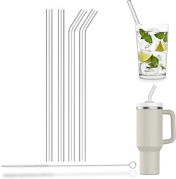 FELIXLEO Küche Pack 4 Glasstrohhalme Lang, günstig online kaufen