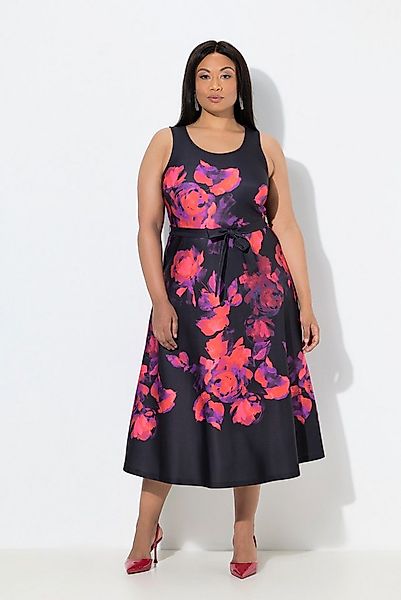 Ulla Popken Jerseykleid Scuba-Maxikleid A-Linie Blüten Rundhals ärmellos günstig online kaufen