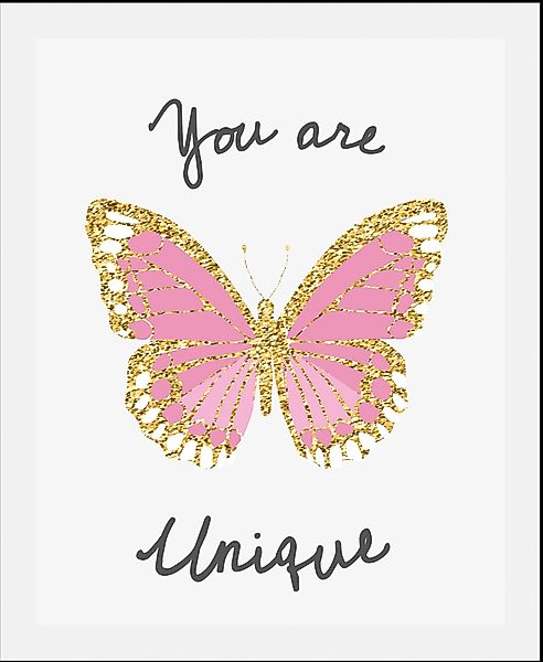 queence Bild »You are unique« Motivationsbilder   Schmetterlinge   Schriftz günstig online kaufen