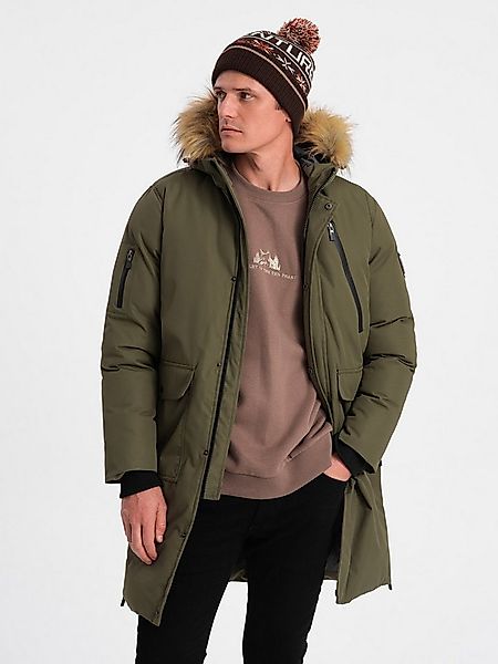 OMBRE Winterjacke Herren Winterjacke mit abnehmbarem Fell an der Kapuze günstig online kaufen