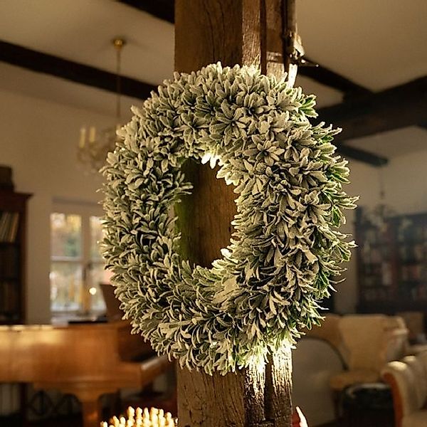 Kranz beschneit 55x55x11 cm – Winterlicher Weihnachtskranz günstig online kaufen