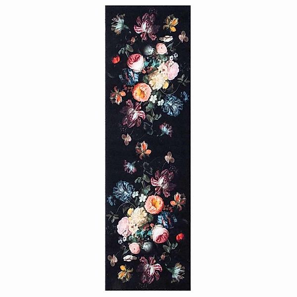 vidaXL Fußmatte Küchen Teppich Floral Schwarz günstig online kaufen