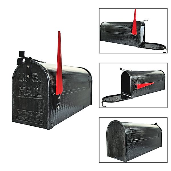 HELO24 Amerikanischer Briefkasten Retro Schwarz W2 günstig online kaufen