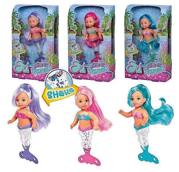 Simba Dickie Anziehpuppe Puppe Evi LOVE Glitter Mermaid lila blau rosa 14cm günstig online kaufen