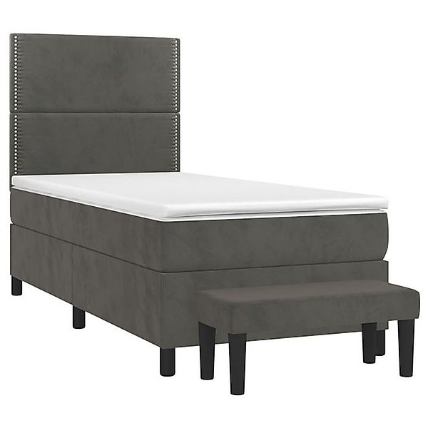vidaXL Boxspringbett, Boxbett mit Matratze Dunkelgrau 90x190 cm Samt günstig online kaufen