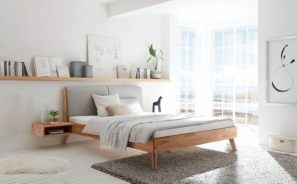HASENA Massivholzbett »Simone« Kernbuche, Polsterkopfteil, zwei verschieden günstig online kaufen