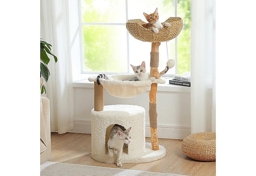 Purpurra Kratzbaum Naturgetreuer Kratzbaum mit Korb, Höhle und Hängematte, günstig online kaufen