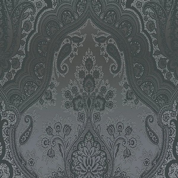 PROFHOME 387085-GU Barock Tapete Paisley glitzernd Schwarz Grau Gold 0,53 m günstig online kaufen