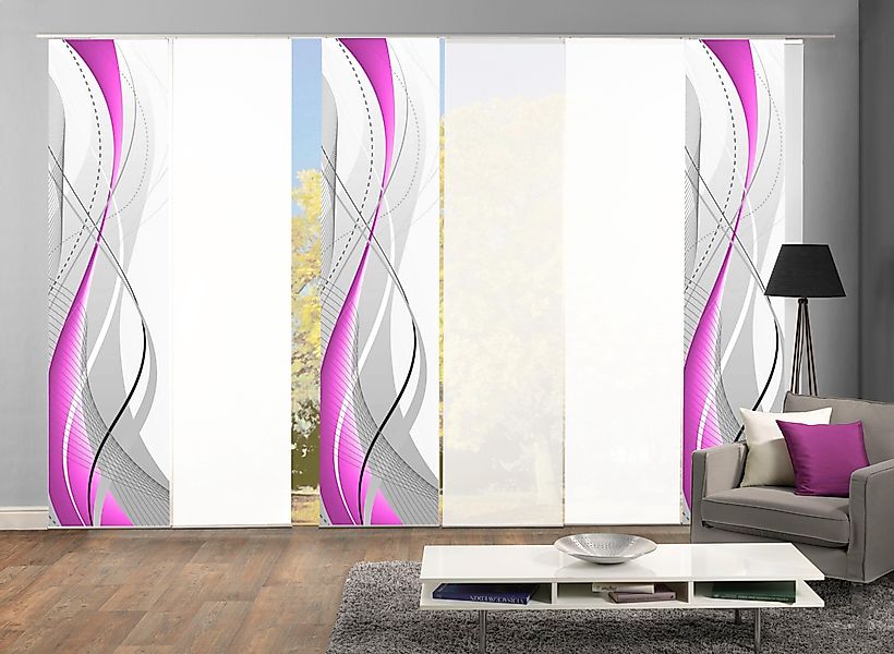 HOME WOHNIDEEN Schiebegardine "WUXi" Klettband 6 Stk. tlg. HxB: 245x60, ink günstig online kaufen