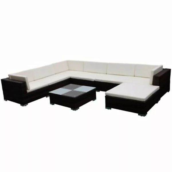 vidaXL 8-tlg. Garten-Lounge-Set mit Auflagen Poly Rattan Braun Sonnenliege günstig online kaufen