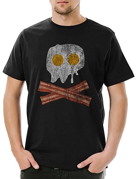 Urban Backwoods Print-Shirt Bacon & Egg Skull Herren T-Shirt Spiegelei Bone günstig online kaufen