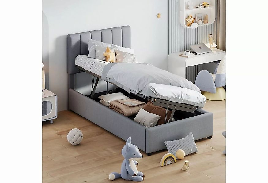 OKWISH Polsterbett Kinderbett, hydraulisches Stauraumbett (90x200 cm, hautf günstig online kaufen