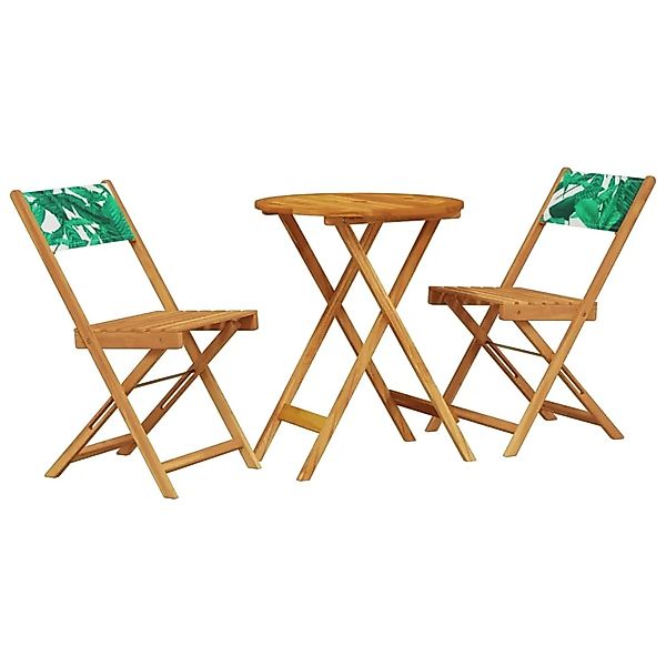 vidaXL 3-tlg Bistro-Set Blattmuster Stoff und Massivholz Modell 6 günstig online kaufen