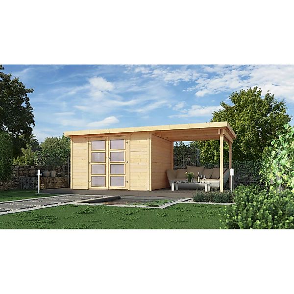Weka Holz-Gartenhaus Pesaro Flachdach Unbehandelt 428 cm x 237 cm günstig online kaufen