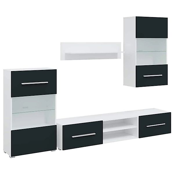 vidaXL 5-Tlg Wohnwand mit LED-Beleuchtung Matt Indigo Holzwerkstoff 3324235 günstig online kaufen