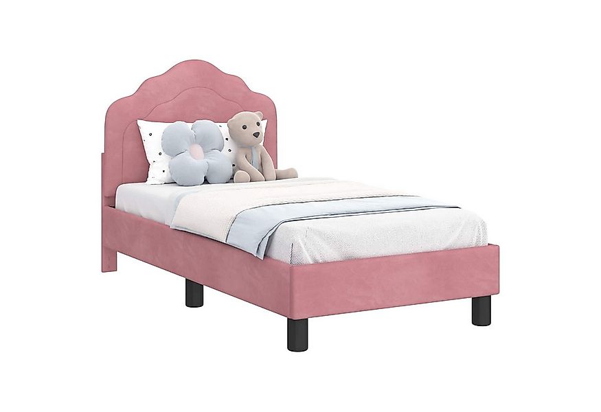 vidaXL Bett Kinderbettgestell mit Kopfteil Rosa 70 x 140 cm Samt (1-tlg) günstig online kaufen